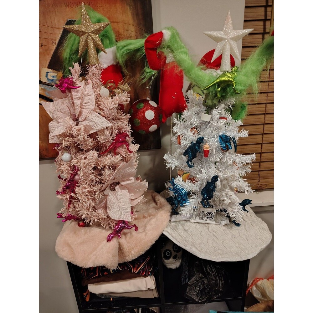 Artificial Topiary Christmas Trees mini set 1-2' Cindy & Grinch, Thing 1,2, & 3 - Picture 1 of 9